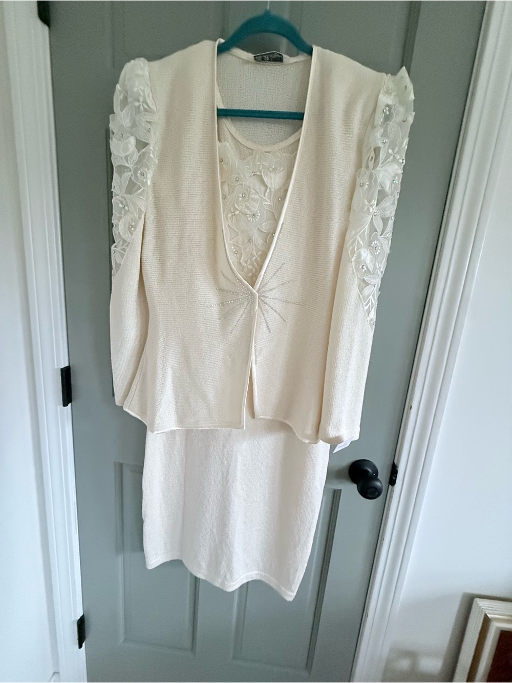 Vintage La Bottega two piece cream dress